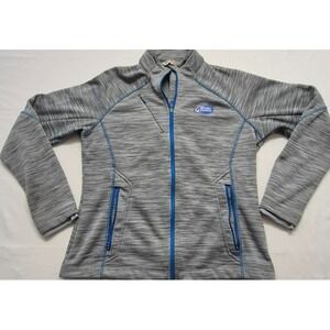 Bud Light North End Sports women heathered gray blue trim full zip jacket sz L